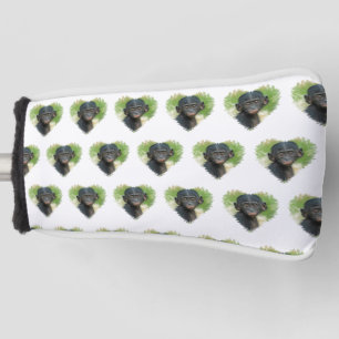 Heart-Shaped Design Featuring Bonobo Baby Ape Golf Head Cover