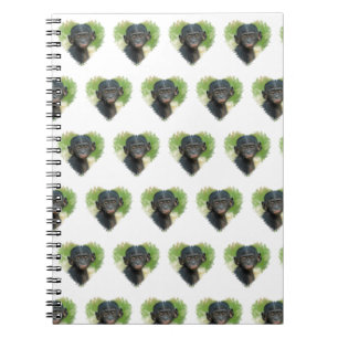 Heart-Shaped Design Featuring Bonobo Baby Ape Notebook