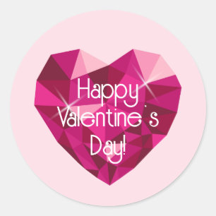 Heart Shaped Diamond Valentine's Day Classic Round Sticker