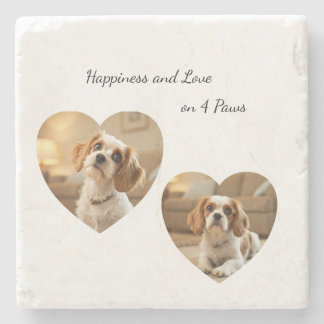 Heart-Shaped Dog Design – “Happiness on Four Paws” Stone Coaster