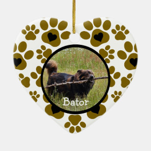 Heart-Shaped Dog Paw Ceramic Ornament