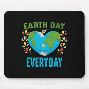 Heart Shaped Earth Day Everyday Bees World Environ Mouse Mat