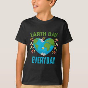 Heart Shaped Earth Day Everyday Bees World Environ T-Shirt