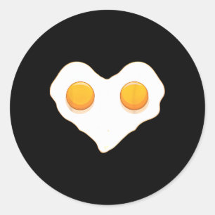 Heart Shaped Eggs Love Fried Egg Funny Valentines Classic Round Sticker