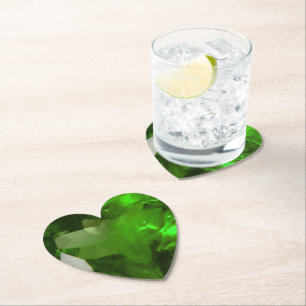 Heart‑Shaped Emerald Paper Coaster