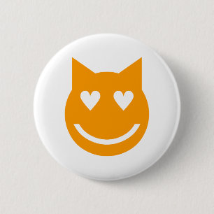 Heart Shaped Eyes Emoji Cat 6 Cm Round Badge