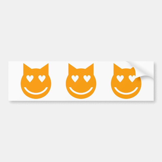 Heart Shaped Eyes Emoji Cat Bumper Sticker (Front)