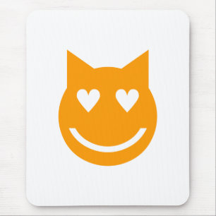 Heart Shaped Eyes Emoji Cat Mouse Mat