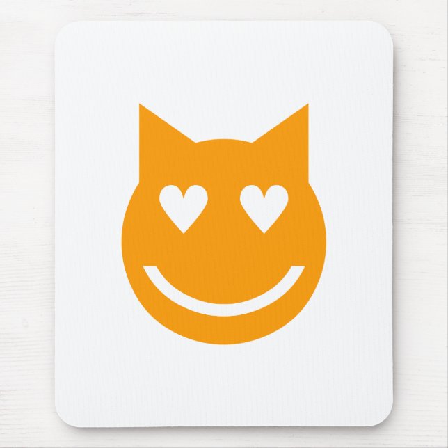 Heart Shaped Eyes Emoji Cat Mouse Mat (Front)