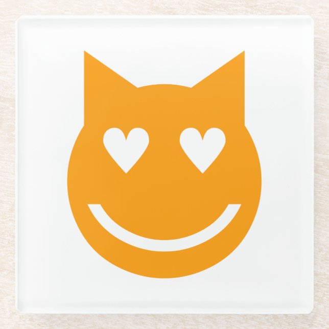 Heart Shaped Eyes Emoji Glass Coaster (Front)
