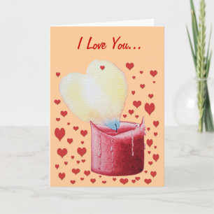 heart shaped flame red candle art valentines day holiday card