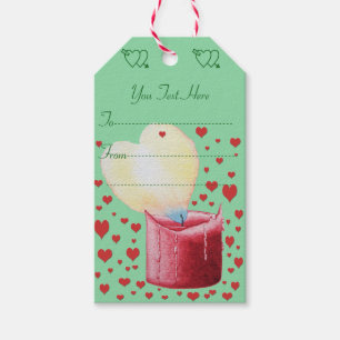 heart shaped flame red candle romantic gift tags