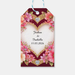 Heart-Shaped Floral Arrangement Gift Tags