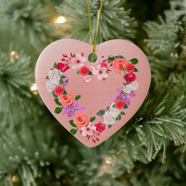 Heart Shaped Floral Bouquet Of Love Ceramic Tree Decoration (Tree)