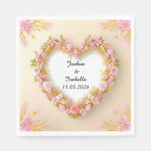 Heart Shaped Floral Frame Napkin