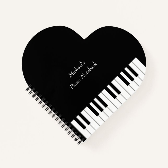 Heart Shaped Grand Piano Personalised Musician's Notebook (Front)