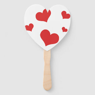 Heart Shaped hand fan with red hearts
