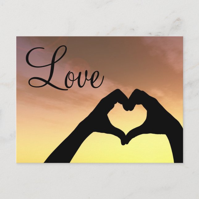 Heart Shaped Hands Silhouette Postcard (Front)