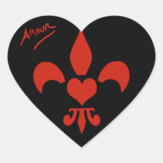 Heart Shaped Heart Fleur de Lis Amour Heart Sticker (Front)