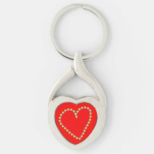 Heart shaped hearts on red key ring
