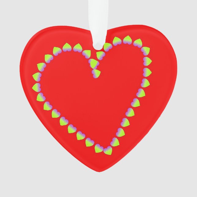 Heart shaped hearts on red ornament (Front)