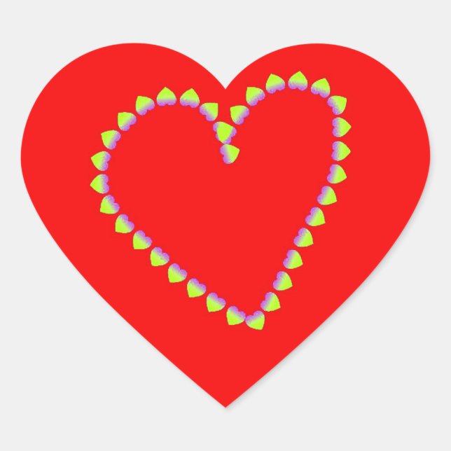 Heart shaped hearts on red sticker (Front)