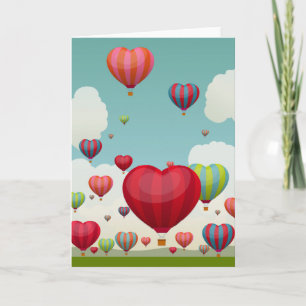 Heart-Shaped Hot Air Balloons-Valentine's Day Card