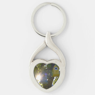 Heart Shaped Key Ring with Bird Houses in the Tree