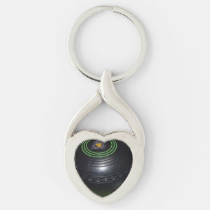 Heart Shaped Lawn Bowl Keyring, Key Ring