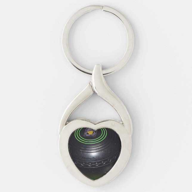 Heart Shaped Lawn Bowl Keyring, Key Ring (Front)