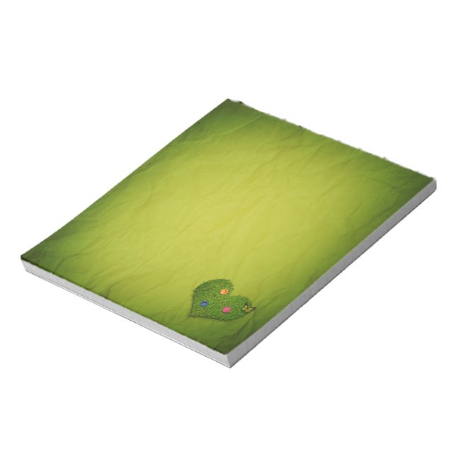 Heart-Shaped Lawn Flowers Butterfly Notepad (Rotated)