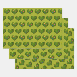 Heart-Shaped Lawn Flowers Butterfly Wrapping Paper Sheet