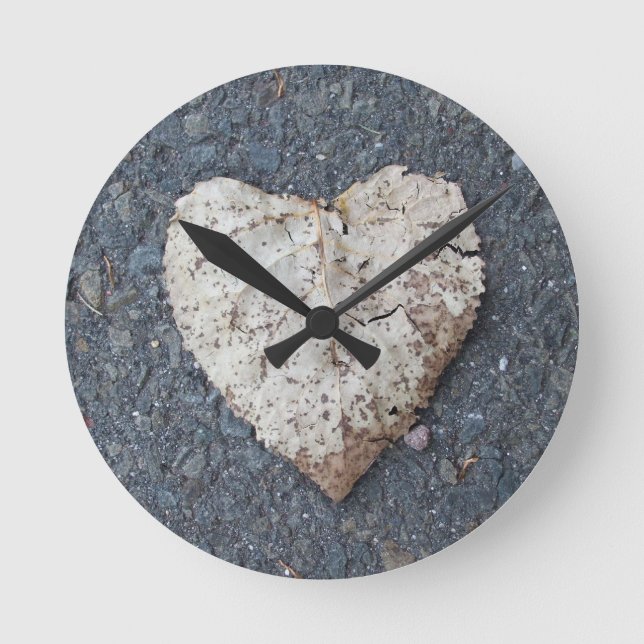 Heart Shaped Leaf on Pavement Clock (Front)