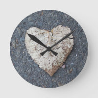 Heart Shaped Leaf on Pavement Clock