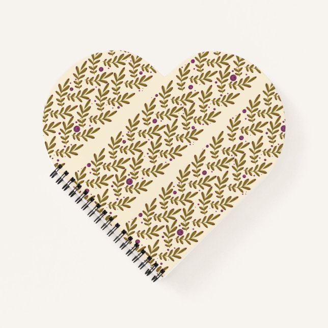 Heart-Shaped Leaf Pattern Spiral Notebook (Front)