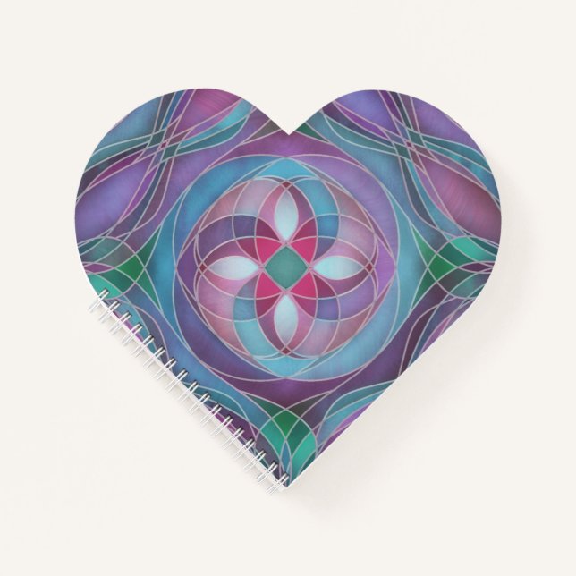 Heart-Shaped “Lemurian Ley Lines” Spiral Notebook (Front)