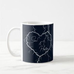 Heart Shaped Lightning Custom Name or Text Floor Coffee Mug