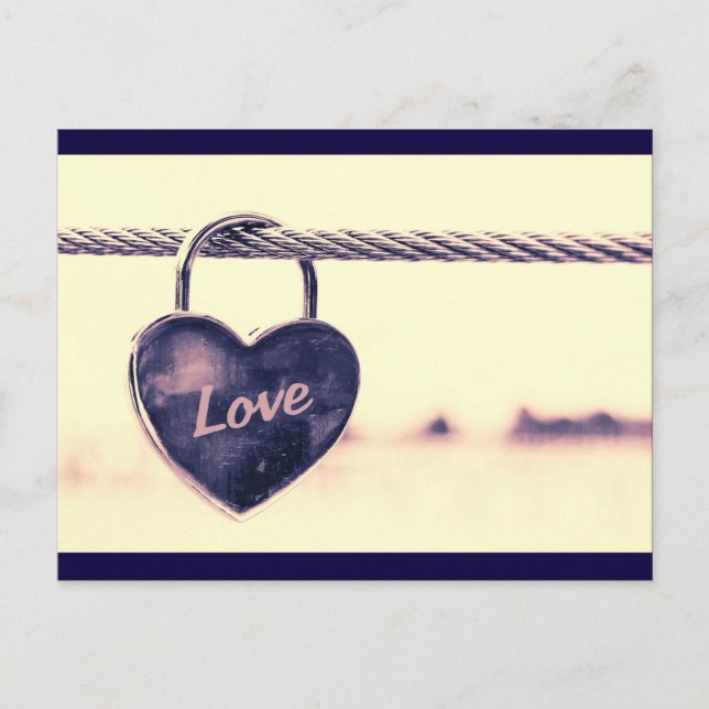 Heart Shaped Love Lock Attached to a Rope Postcard (Front)