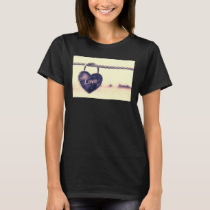 Heart Shaped Love Padlock Attached to a Rope T-Shirt