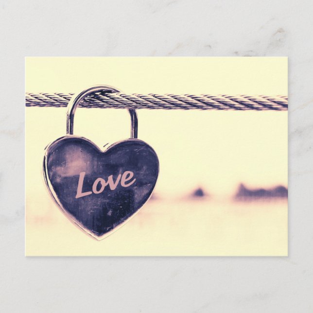Heart shaped love padlock postcard (Front)