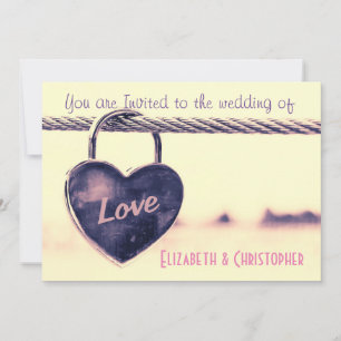 Heart Shaped Love Padlock Wedding Invitation