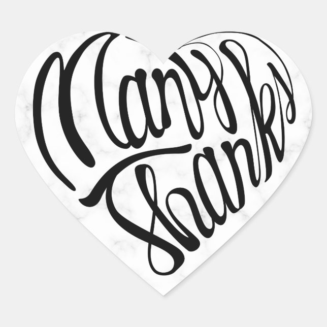 Heart shaped many thanks in 4 languages heart sticker (Front)