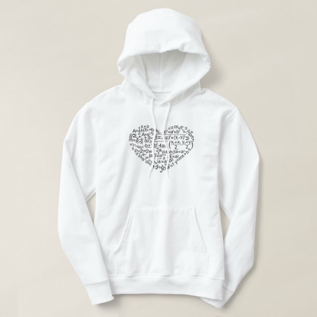 HEART SHAPED MATHS FORMULARS. HOODIE (Design Front)