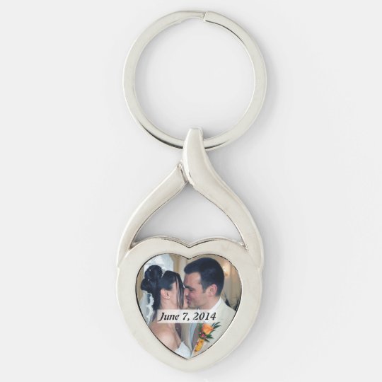 Heart Shaped Metal Photo Key Chain Silver-Colored Twisted Heart Key Ring