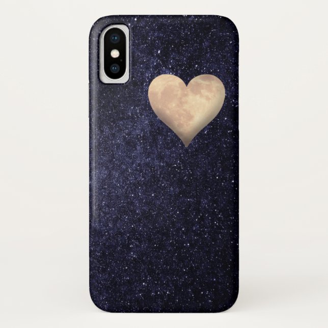 Heart Shaped Moon in the Starry Night Sky Case-Mate iPhone Case (Back)