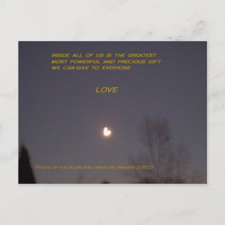 Heart shaped moon post card