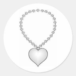 Heart Shaped Necklace Classic Round Sticker