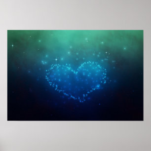 Heart-Shaped Night Stars Poster