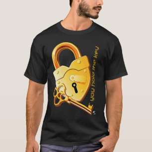Heart shaped padlock and key with the inscription T-Shirt