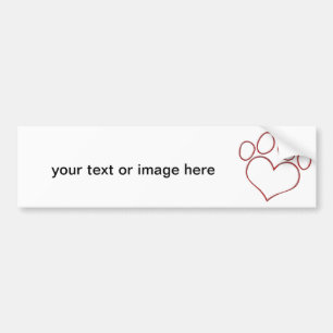 Heart Shaped Paw Print Dog Cat Puppy Kitten Bumper Sticker